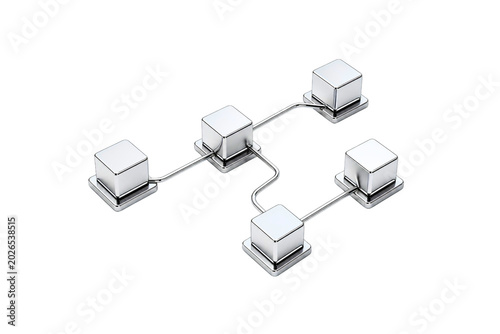 Silver Metallic Cubes Network Connection Concept Transparent PNG