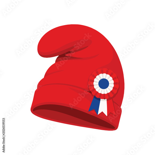 Φωτογραφία Red Phrygian Cap with Rosette and Ribbons.