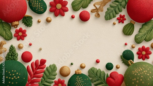 Vibrant Christmas Flat Lay with Colorful Decorations for New Year