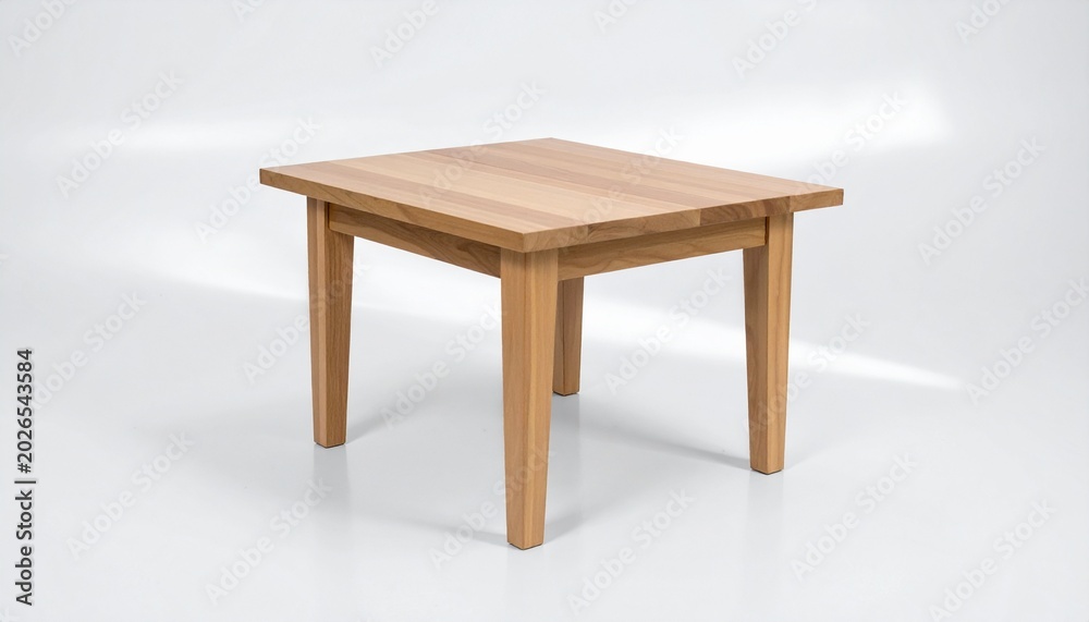 Fototapeta premium Wooden Coffee table isolated on white background, studio lighting, high resolution, sharp focus, professional commercial photography.