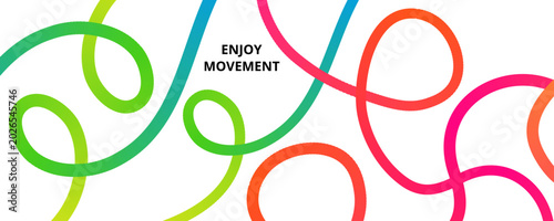 Vibrant liner abstract design with colorful swirling lines and enjoy movement concept.