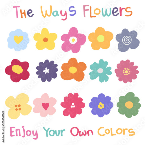 set of colorful cute flowers 