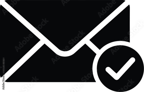 Confirmed email icon with envelope and checkmark for notification design