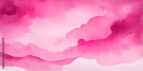 Tableau sur toile Abstract watercolor background with pink and blue clouds mimicking a beautiful s