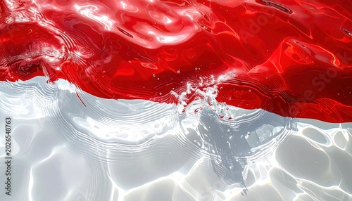 Red and white rippling water