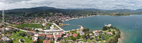 Fotografie Wide aerial panorama of Achilleio village and port in Magnesia, Greece