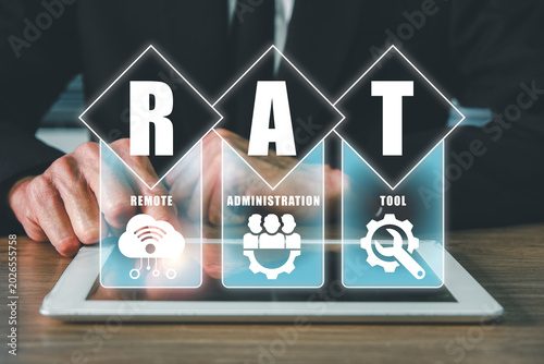 Digital interface showcasing remote administration tool concept for efficient IT management and cybersecurity solutions.
