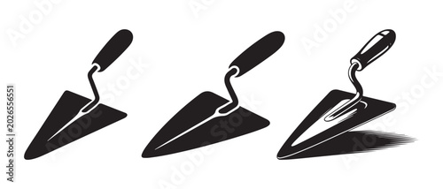 Obraz na płótnie Set of three black construction trowel icons. for masonry work.