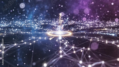 Abstract digital network in cosmic space ideal for sleek commercial backgrounds and title sequences