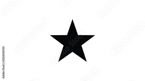 Bild auf Leinwand Black five pointed star shape against a white background silhouette