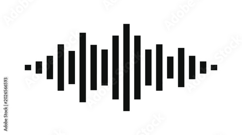 Sound wave graphic with varying amplitude black and white silhouette