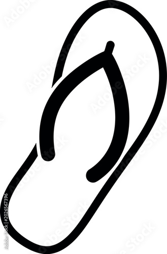 Fényképezés A single black flip flop sandal icon silhouette isolated on a clean white backgr