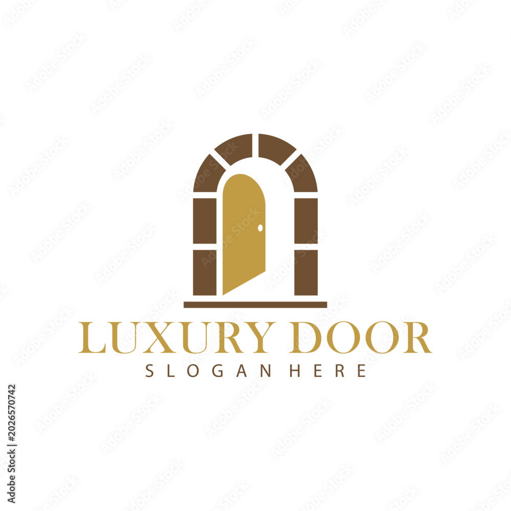 Fototapeta premium Classic Door logo vector template. Creative Old Door logo design concepts. Icon Symbol
