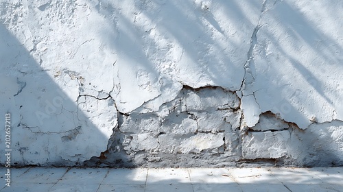 Detail of Cracks on an Old White Wall / 白い壁のひび割れのディテール