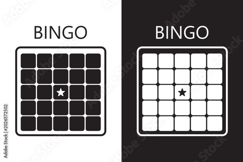 Black and white bingo card design with a bold silhouette