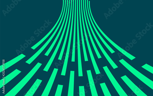 Green bars radiating from top on blue background