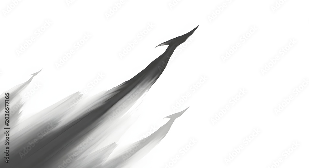 Obraz premium Abstract brush stroke illustration on white background depicting movement speed energy and minimalist art style with black ink flowing in dynamic diagonal lines