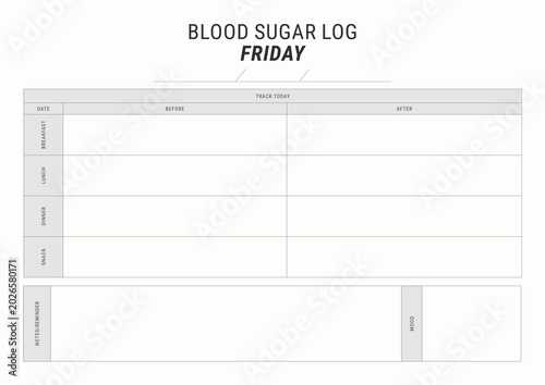 Blood Sugar Log Saturday To Friday