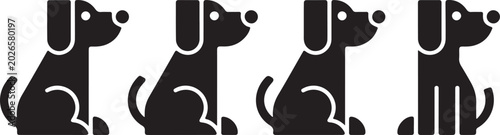 Foto Four stylish black and white dog icons in sitting pose