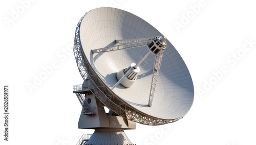Cuadro en lienzo Large parabolic satellite dish antenna with metal framework, isolated on transpa