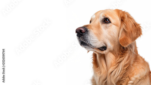 Fotografía A close up portrait headshot of a beautiful golden retriever dog looking forward
