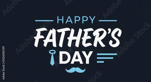 Happy fathers day greeting card design with tie and mustache