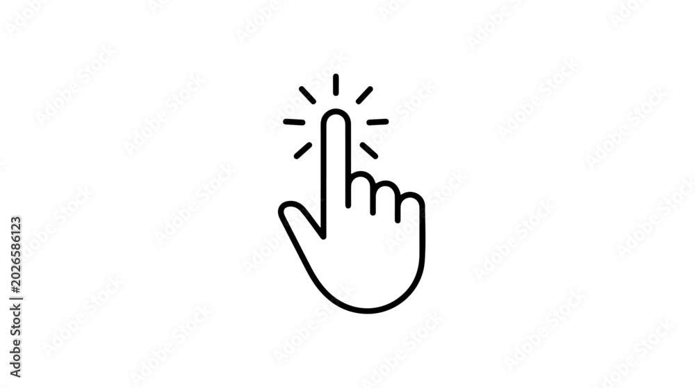 Fototapeta premium Hand Click Vector Illustration | Minimalist Line Art Tap Icon | Editable Graphic for Technology, Interaction, and Digital Interface Design Projects
