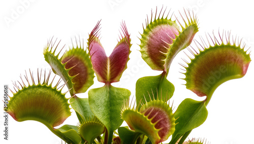 Slika na platnu Dionaea muscipula Venus flytrap plant with open jaws and sharp teeth, isolated o