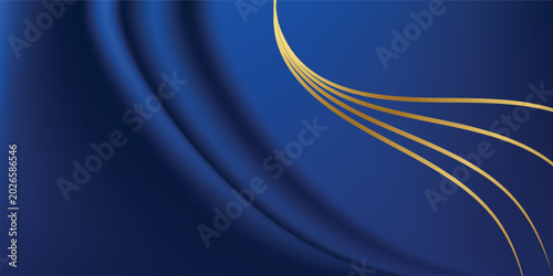 Gold Curved Lines on Deep Blue Surface.