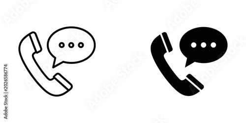 Foto Telephone handset icon with chat bubble for customer support and communication t