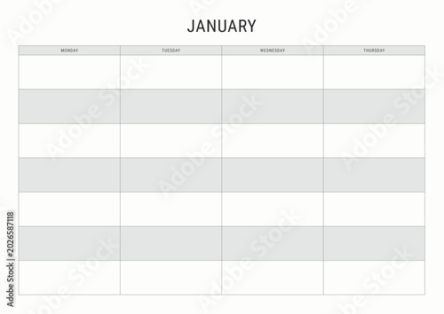 January 2027 Planner Template | Printable & Editable Monthly Planner