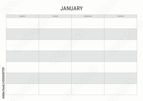 January 2027 Planner Template | Printable & Editable Monthly Planner