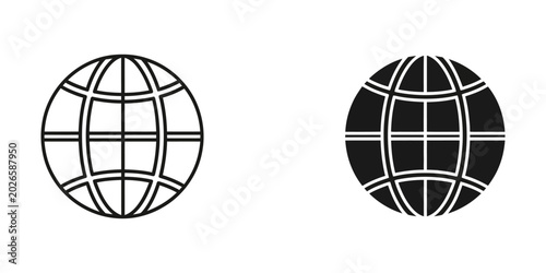 Konstfotografi Global network and world globe vector icon set with international internet commu