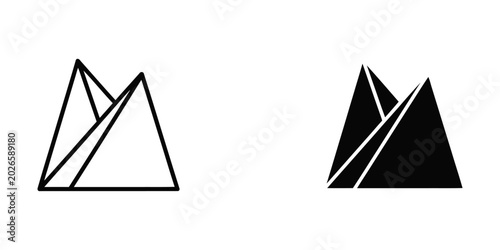 Foto Stylized mountain peaks icon set for outdoor adventure and nature logos with mou