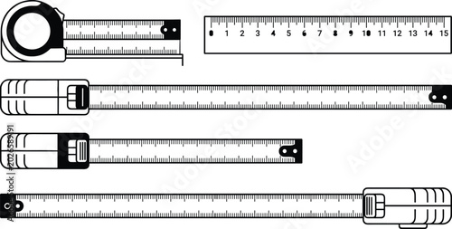 Tableau sur toile Measuring Tape and Ruler Icon Set Vector Illustration with Construction Tools fo