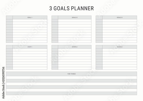3 Goals Planner Template for Daily Focus and Productivity