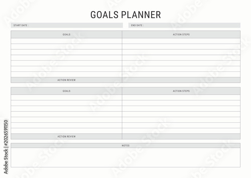Goals Planner Template for Personal Growth and Goal Tracking