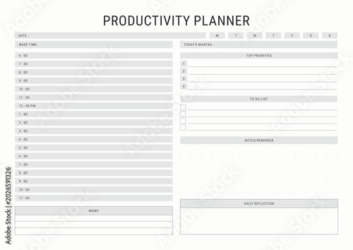 Productivity Planner Template for Daily Goals and Time Management