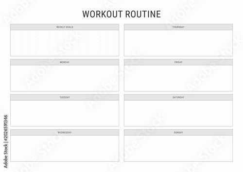 Workout Routine Planner Template for Fitness and Training Schedule