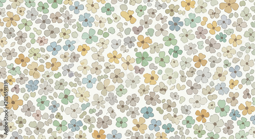 Bright floral background pattern with soft pastel painted petals