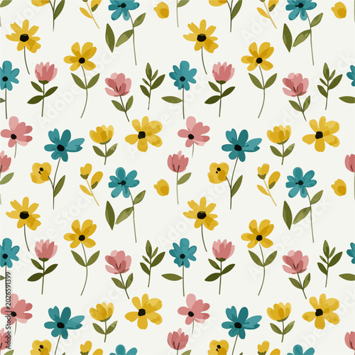 Bright flower background pattern for feminine design projects