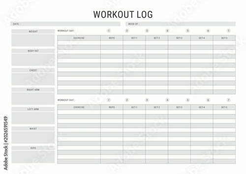 Workout Log Template for Fitness and Exercise Tracking