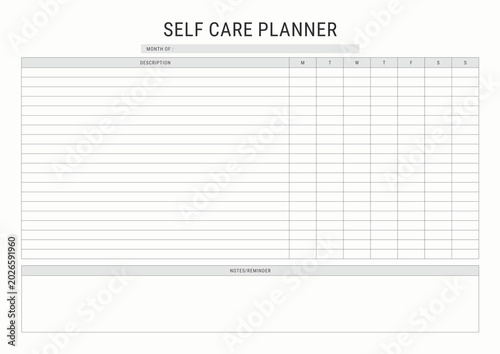 Self Care Planner Template for Daily Wellness and Mental Health Journal