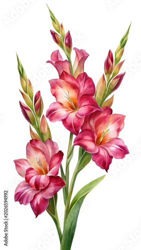 Pink and purple gladiolus flowers in bloom - Fresh gladiolus flowers with soft pink and purple petals standing tall and vibrant.