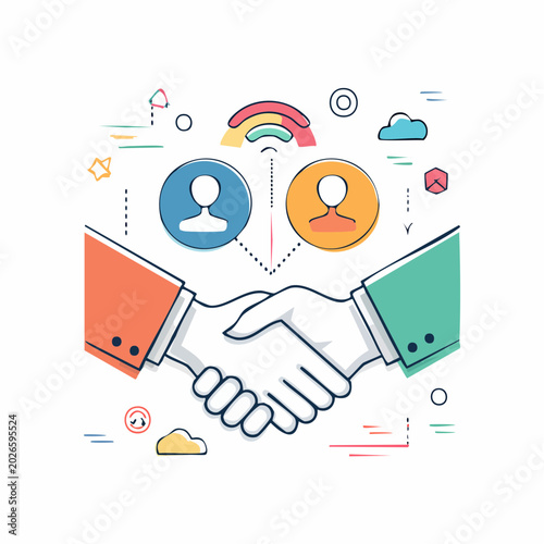 Business Partnership and Agreement Illustration