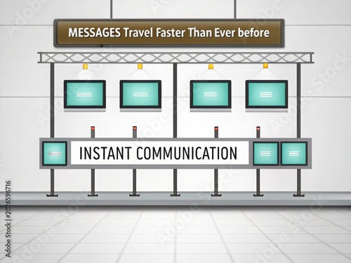 Instant Communication Concept with Screens and Messages Displayed