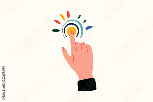 Tableau sur toile Digital fingertip connecting with glowing haptic sensor interface