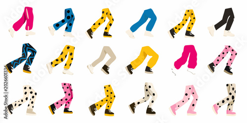 vector illustration of isolated legs in various colorful patterns