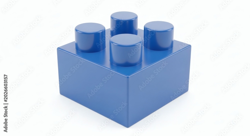 Obraz premium Isolated Blue Building Block on White Background for Creative Concepts.