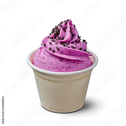 Purple Ice Cream with Chocolate Sprinkles in Paper Cup